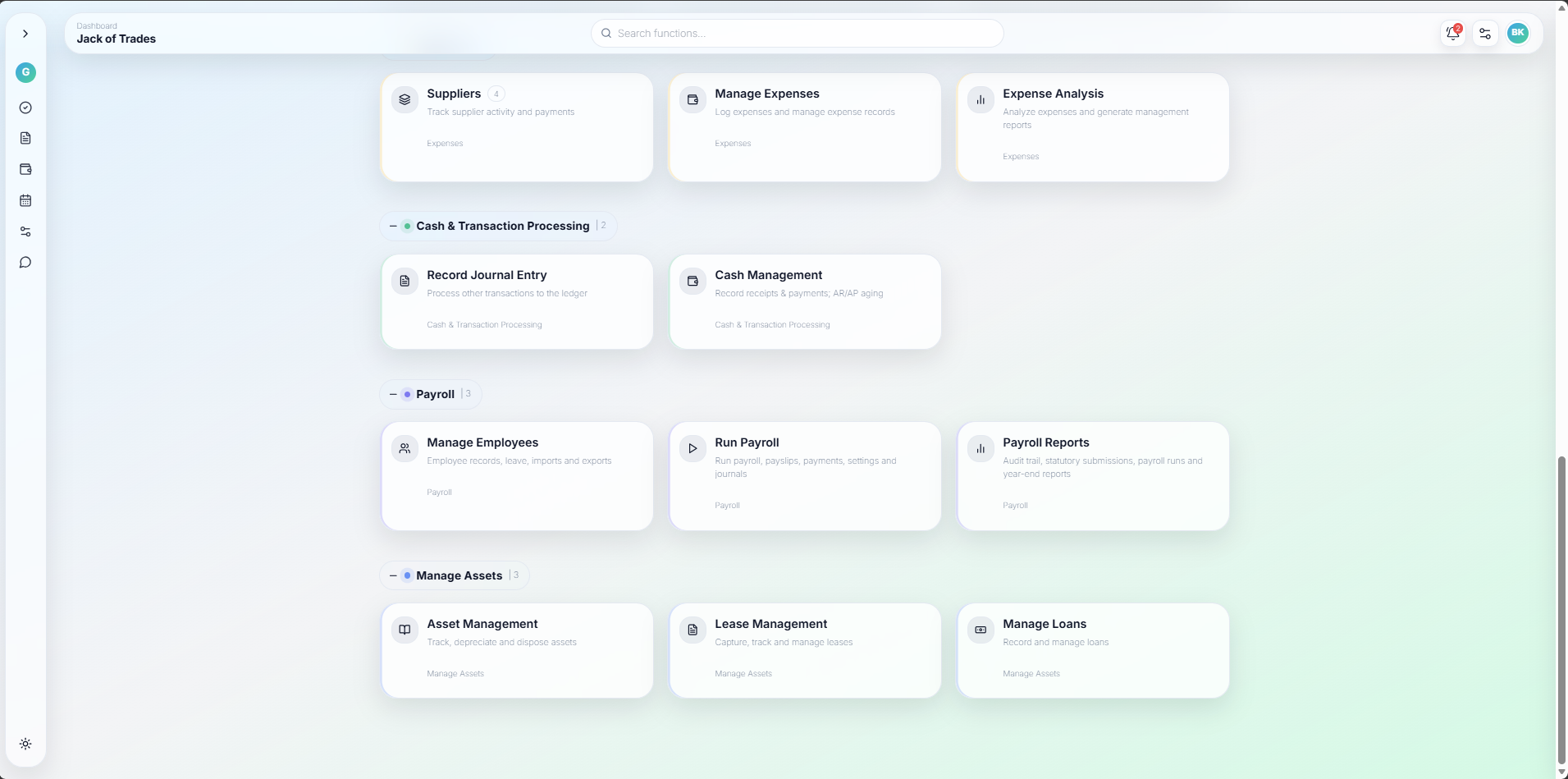 Grove workflow dashboard showing recent activity and quick actions