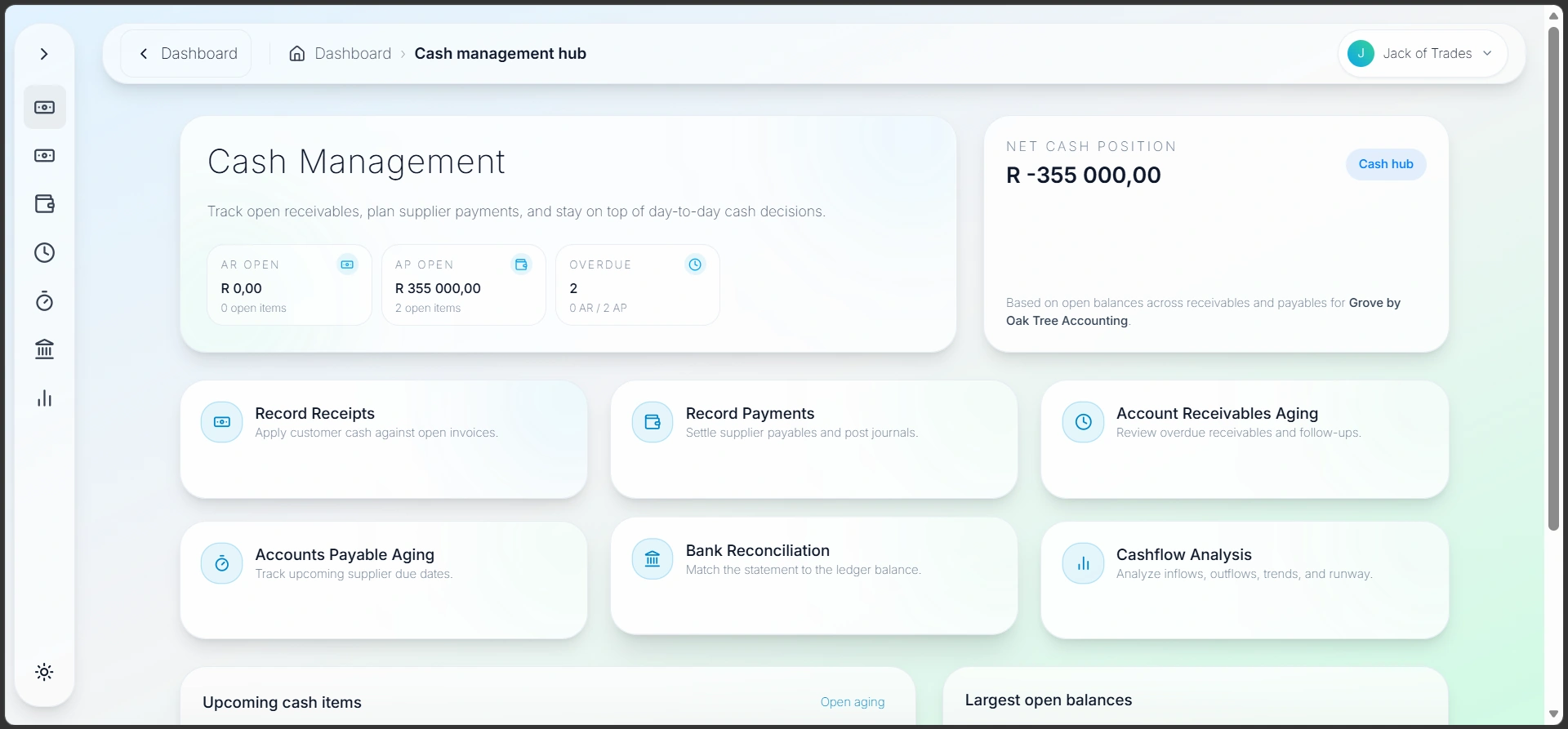 Open ocean landscape representing a clear forward cash outlook